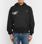 Off-White - Printed Loopback Cotton-Jersey Hoodie - Men - Black