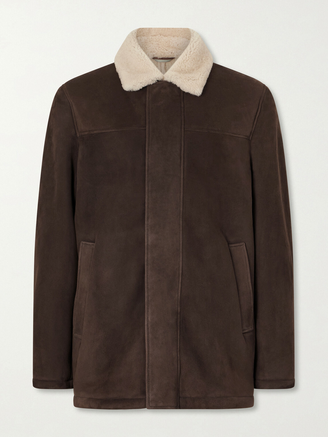 Canali - Shearling-Trimmed Suede Jacket - Brown