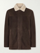 Canali - Shearling-Trimmed Suede Jacket - Brown