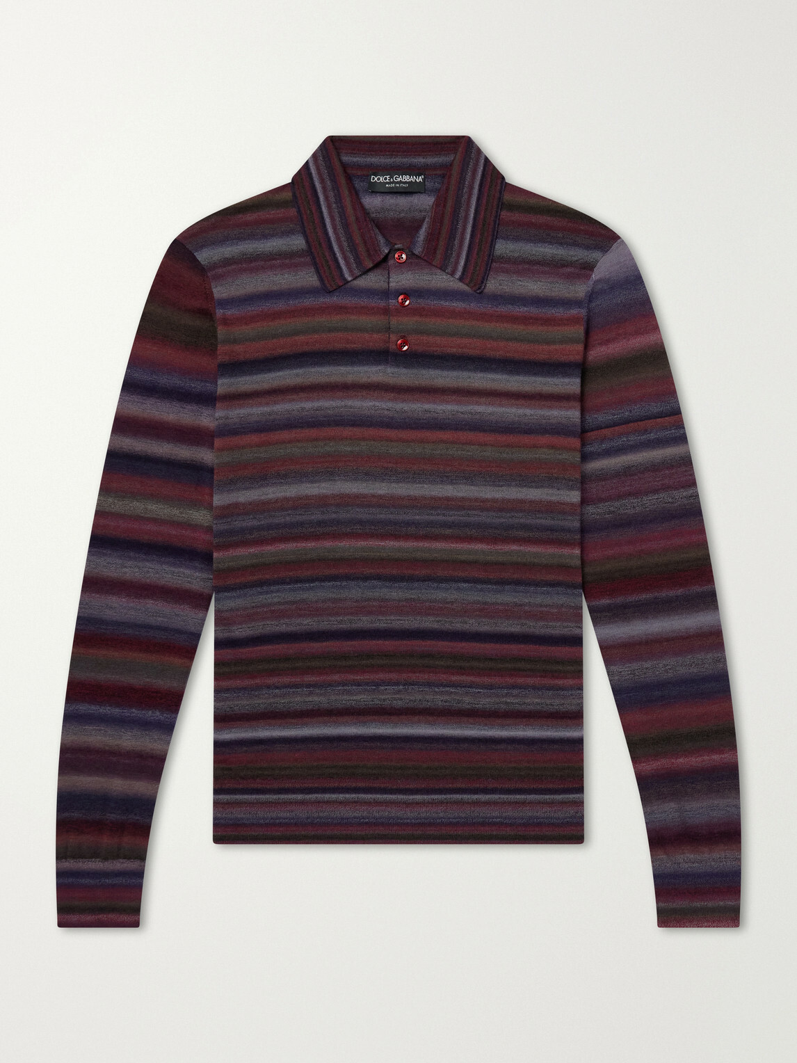 Dolce&Gabbana - Striped Wool Polo Shirt - Red