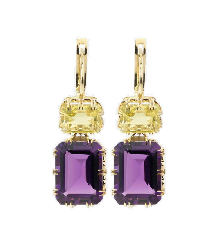 Photo: Ileana Makri Crown 18kt gold earrings with topaz and amethyst