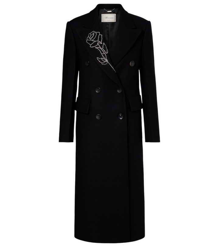 Photo: Blumarine Embellished double-breasted wool-blend coat