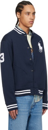 Polo Ralph Lauren Navy Big Pony Fleece Baseball Bomber Jacket
