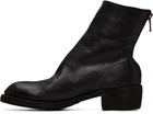 Guidi Black 796Z Leather Back Zip Top-Ankle Boots