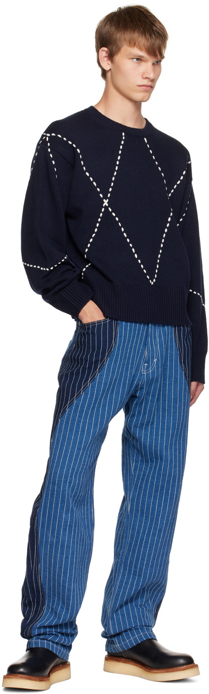 Kenzo Navy Kenzo Paris Sashiko Stitch Sweater Kenzo