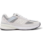 New Balance - M990v5 Rubber-Trimmed Suede and Mesh Sneakers - Gray