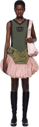 Chopova Lowena Green & Pink Backtuck Minidress