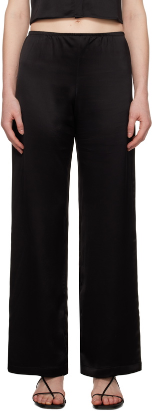 Photo: LESET Black Barb Wide Leg Lounge Pants