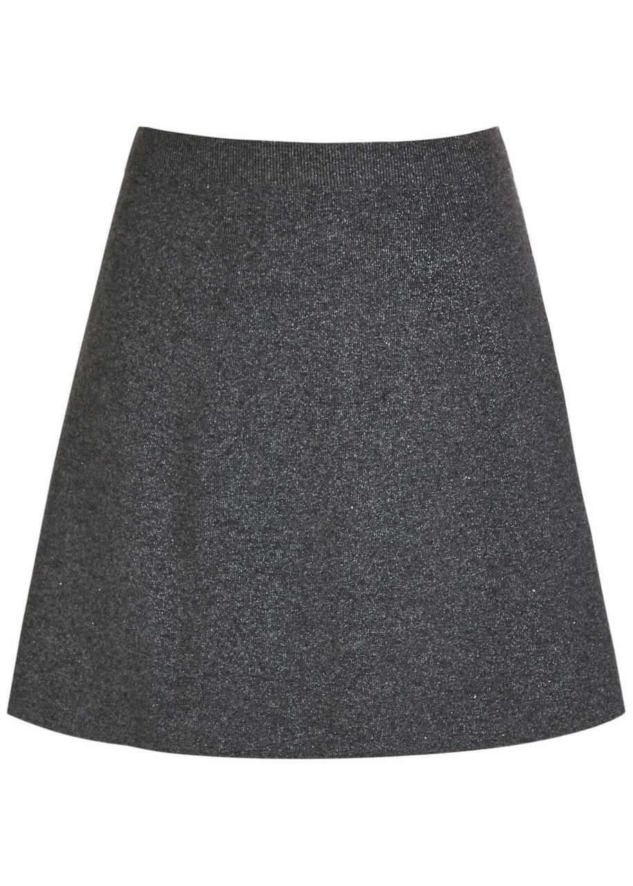 Paige Metallic Knit Mini Skirt Dark Grey