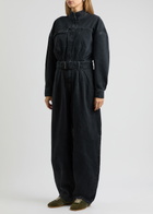 Frame The Cocoon Belted Denim Jumpsuit Black