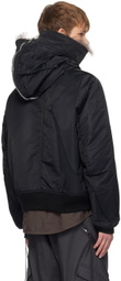 NVRFRGT Black Curved Zip Bomber Jacket