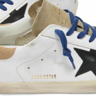 Golden Goose Men's Super-Star Suede Toe Leather Sneakers in Taupe/Black/White