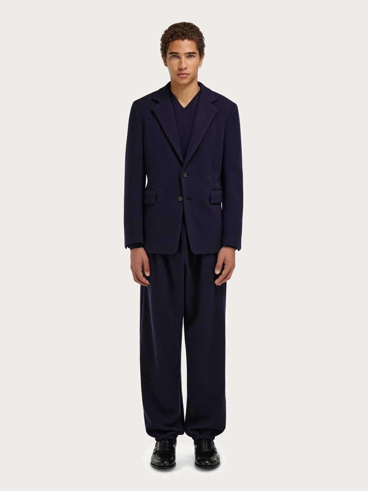 Ferragamo Mens Single breasted jersey blazer in Blue