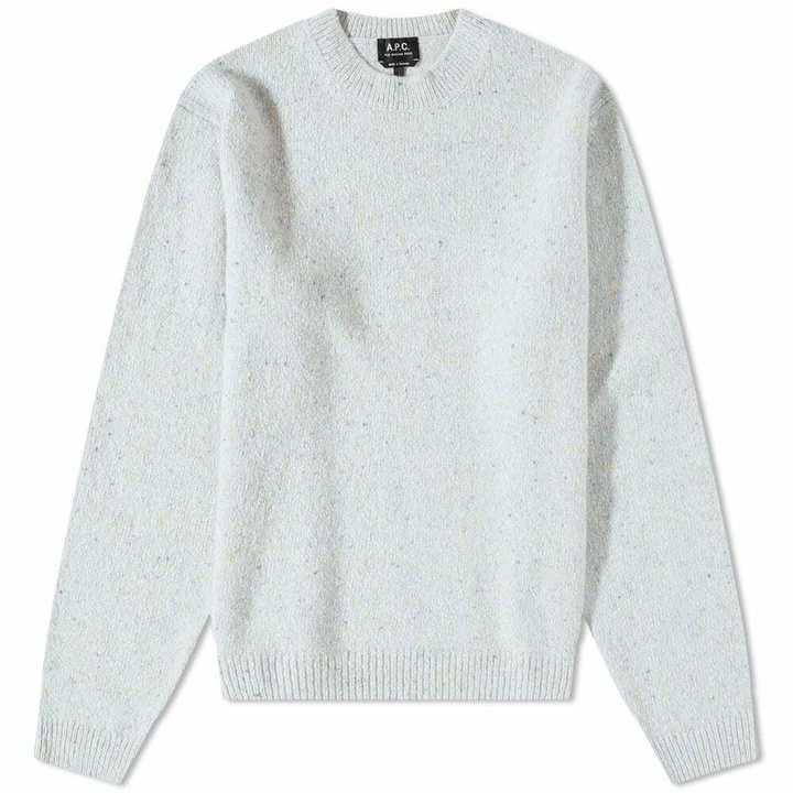 Photo: A.P.C. Men's A.P.C Chandler Donegal Crew Knit in Light Grey
