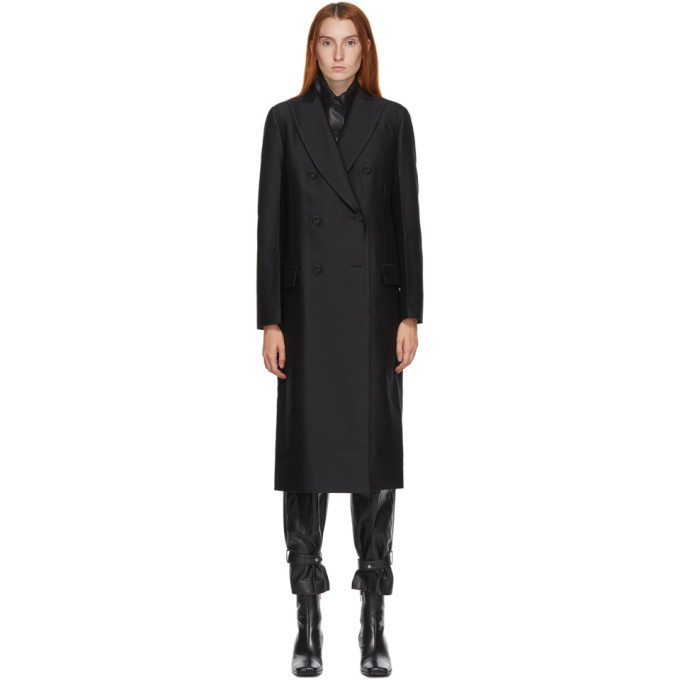 LVIR Black Slim Double-Breasted Coat LVIR