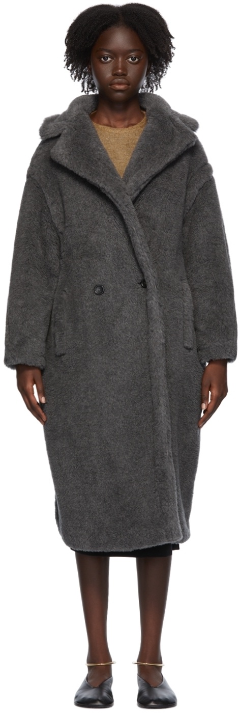 MAX MARA: Teddy coat in wool and silk blend - Dove Grey