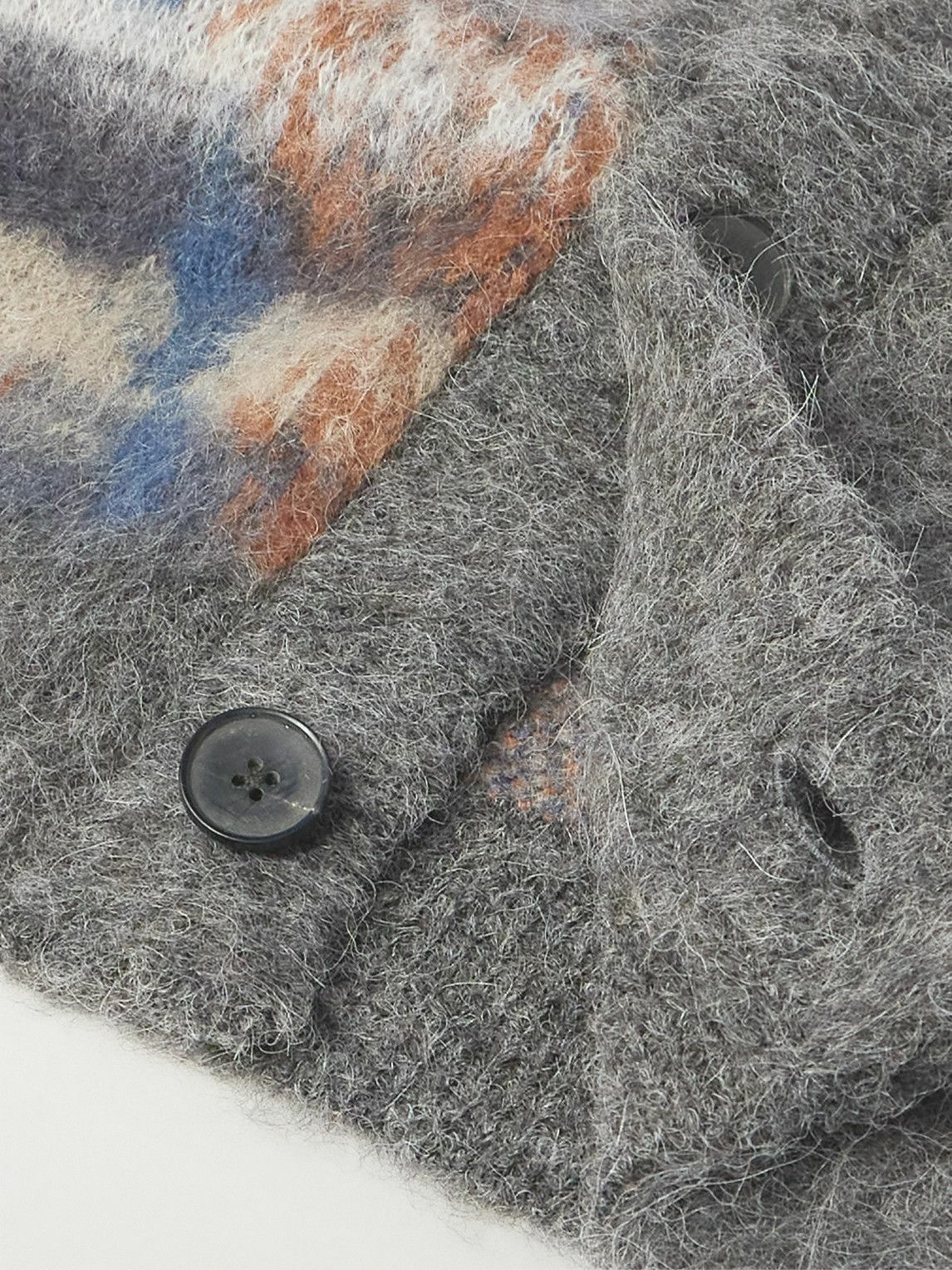 Mr P. - Brushed Jacquard-Knit Cardigan - Gray