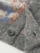 Mr P. - Brushed Jacquard-Knit Cardigan - Gray