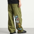 Maharishi Men's Dragon Crane Embroidered Loose Snopants in Olive