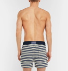 Atalaye - Majolian Short-Length Striped Swim Shorts - Blue