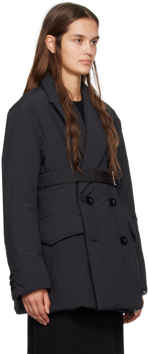 sacai Black Double-Breasted Coat Sacai