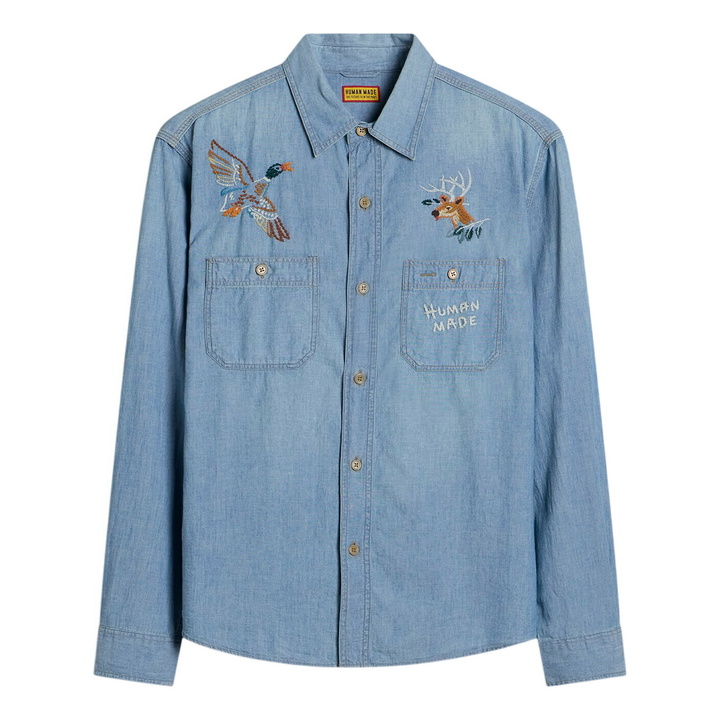 Photo: Human Made Men's Embroidered Chambray Shirt in Blue