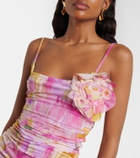 Blumarine Floral-appliqué printed jersey minidress