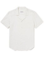 Odyssee - Camp Collar Striped Cotton and Linen-Blend Shirt - White