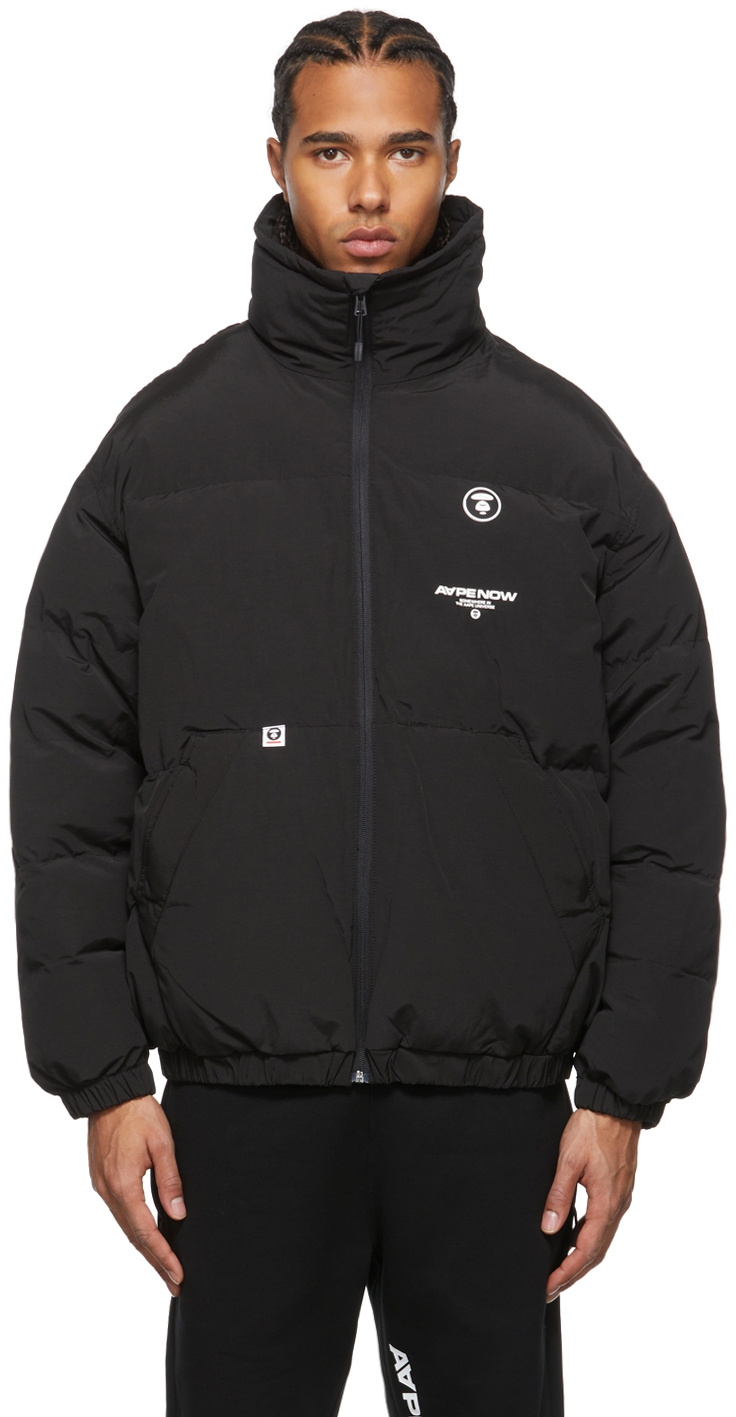 AAPE by A Bathing Ape Black Logo Puffer Jacket AAPE by A Bathing Ape