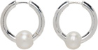 Hatton Labs SSENSE Exclusive Silver Pearl Huggie Earrings