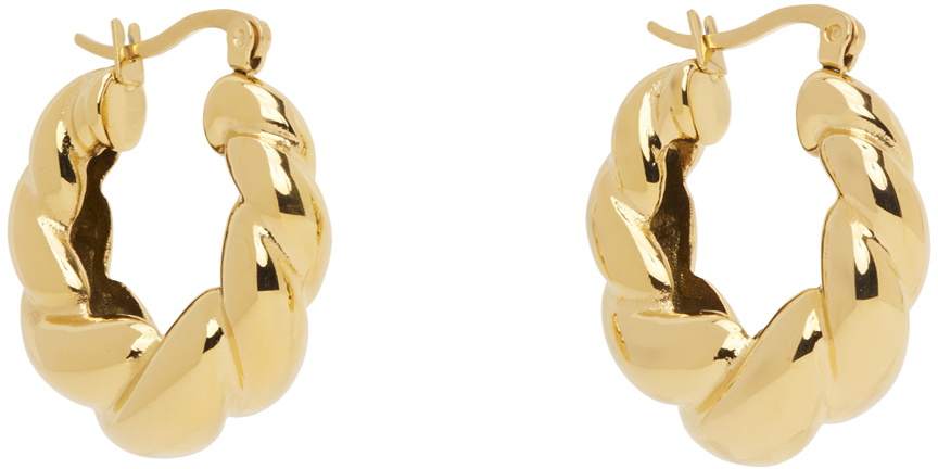 Sporty & Rich Gold Braided Hoop Earrings