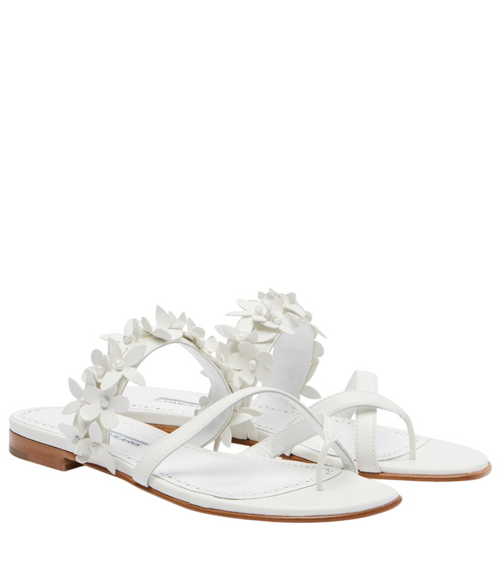 Photo: Manolo Blahnik Fiosa appliqué leather thong sandals