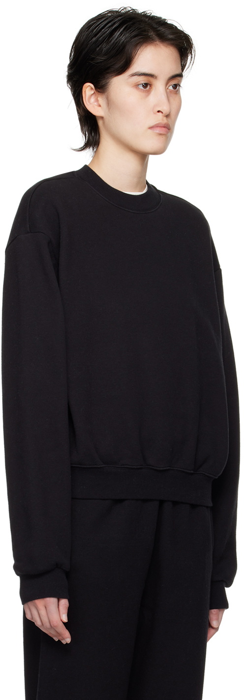 SKIMS Black Cotton Fleece Classic Crewneck Sweatshirt SKIMS