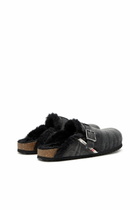 Diesel D-Woodstock-Denim mules with fluffy lining - Slides Mens in Black