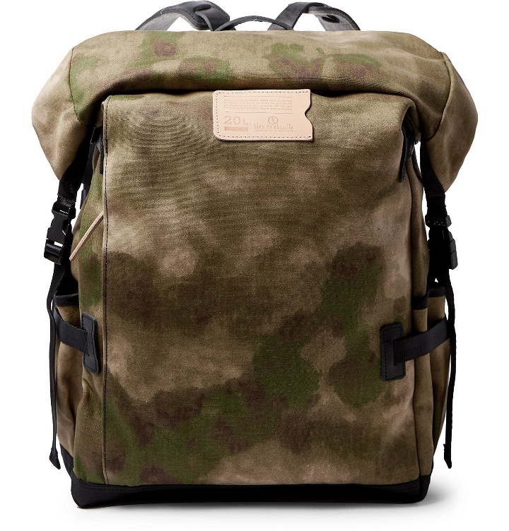 Photo: Bleu de Chauffe - Leather-Trimmed Camouflage-Print Cotton-Canvas Backpack - Green