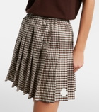 Moncler Pleated gingham cotton-blend miniskirt