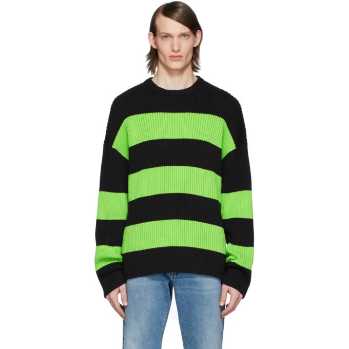Photo: Balenciaga Black and Green Stripe Crewneck Sweater