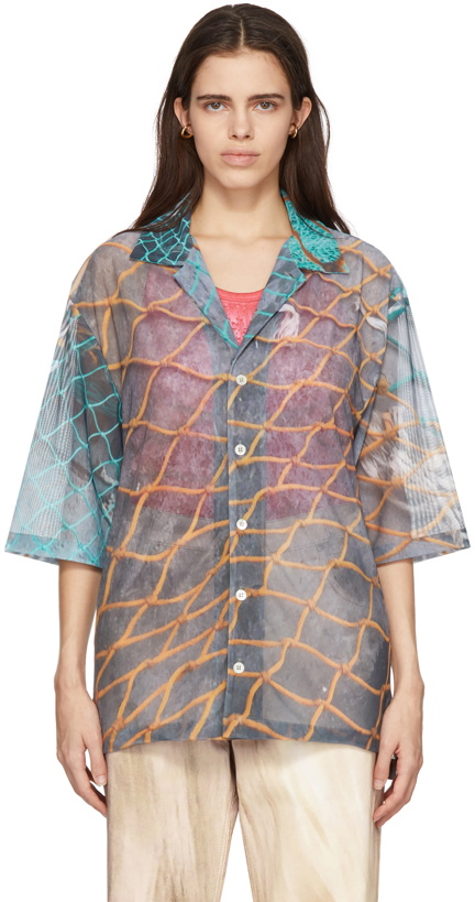 Photo: Serapis Grey 'In This Earthly Tent We Groan' Fish Nets Short Sleeve Shirt