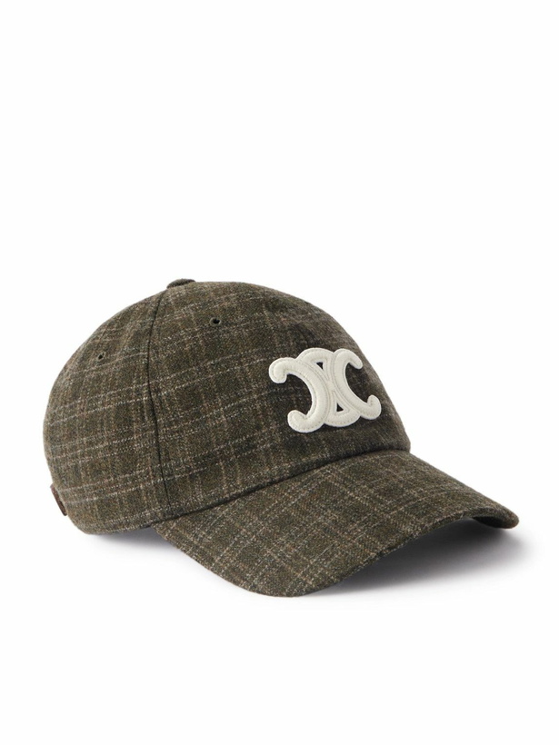 Photo: CELINE - Logo-Appliquéd Checked Wool-Felt Baseball Cap - Brown