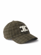 CELINE - Logo-Appliquéd Checked Wool-Felt Baseball Cap - Brown