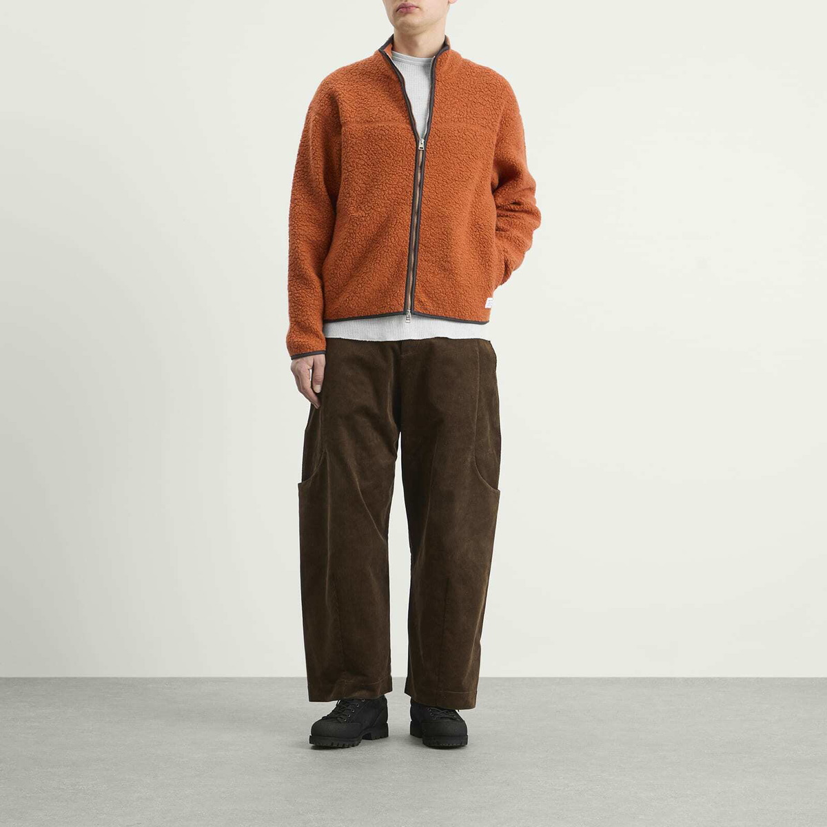 Norse Projects Men's Bjorn Sherpa Wool Fleece Jacket in Golden Orange