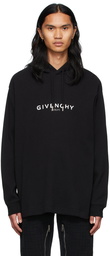 Givenchy Black Reversed Logo Waffle Hoodie