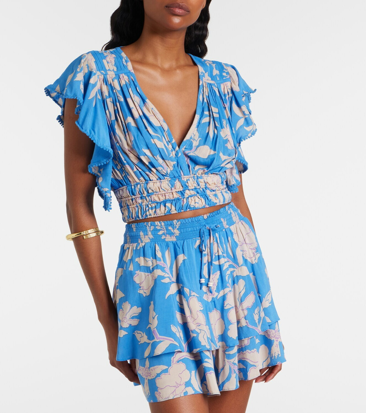 Poupette St Barth Pearl floral crop top