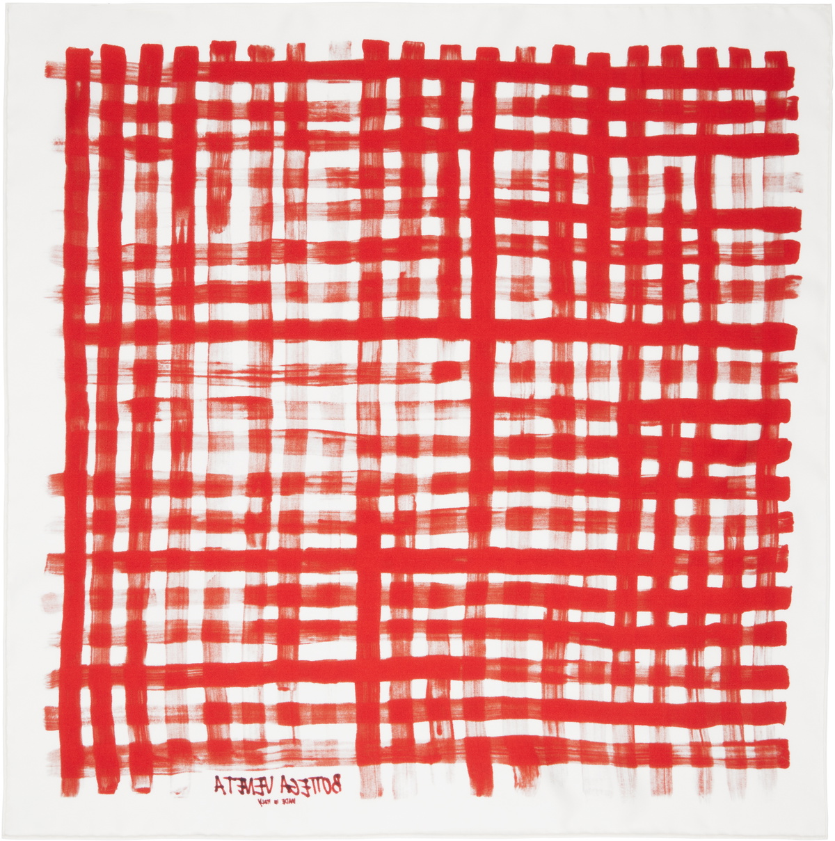 Bottega Veneta Red & White Printed Silk Check Scarf