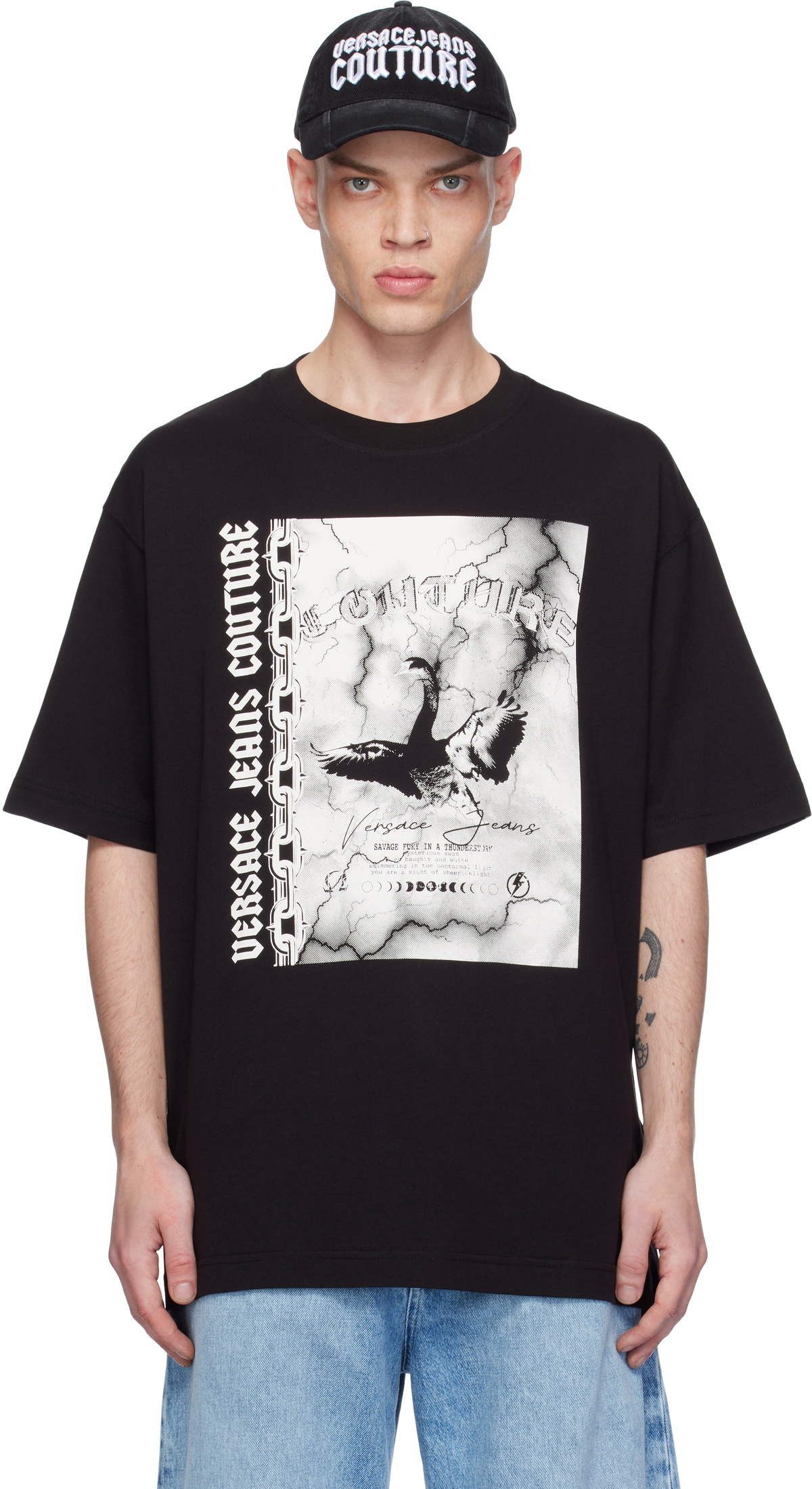 Versace Jeans Couture Black Screen-Printed T-shirt Versace