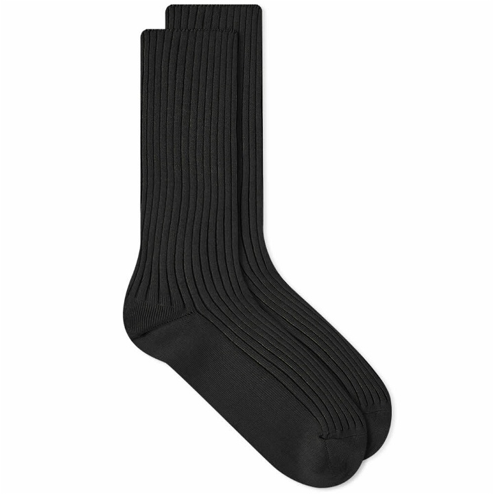 Photo: Auralee Men's Giza Cotton Sock in Black