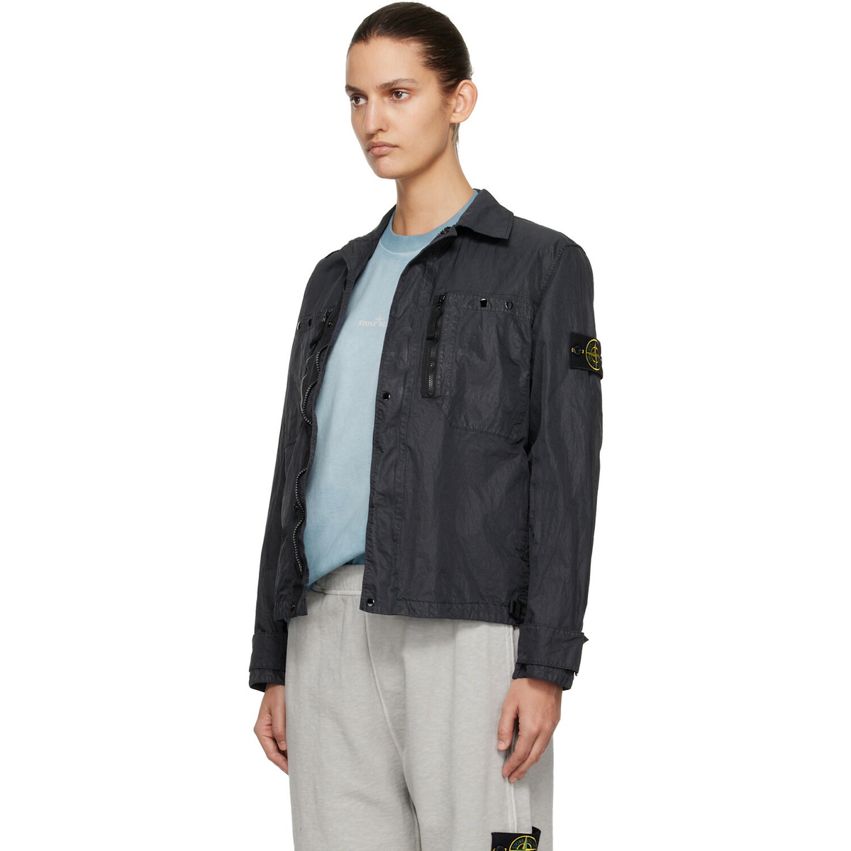 Stone Island Navy 1200020 Nylon Micro Twill Shirt
