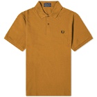 Fred Perry Men's Original Plain Polo Shirt in Dark Caramel