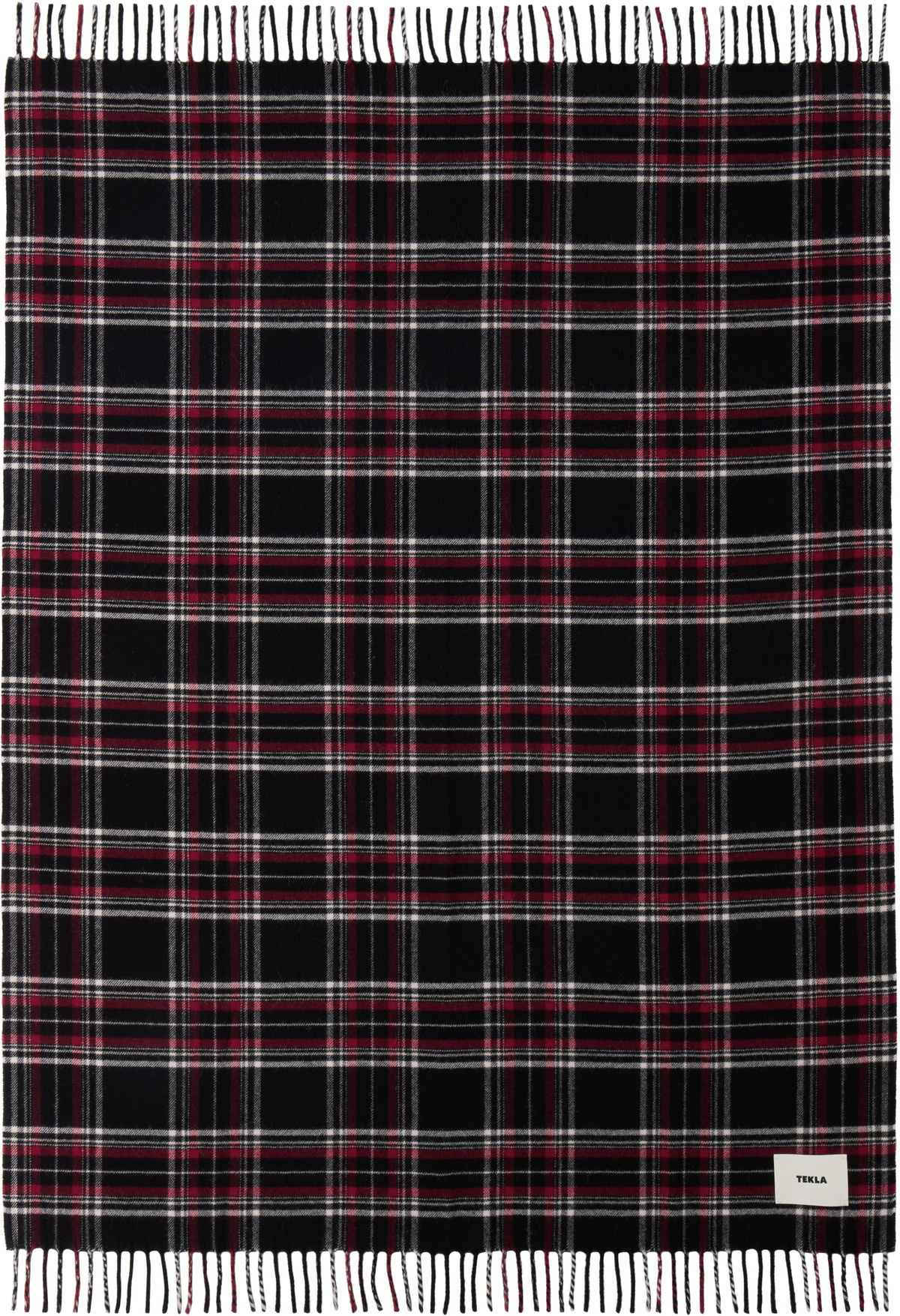 Tekla Black & Red Fringed Blanket