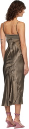 Rick Owens Gray Temple Combo Slip Midi Dress